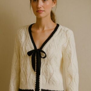 Yozy Black and Cream Women's Cardigan